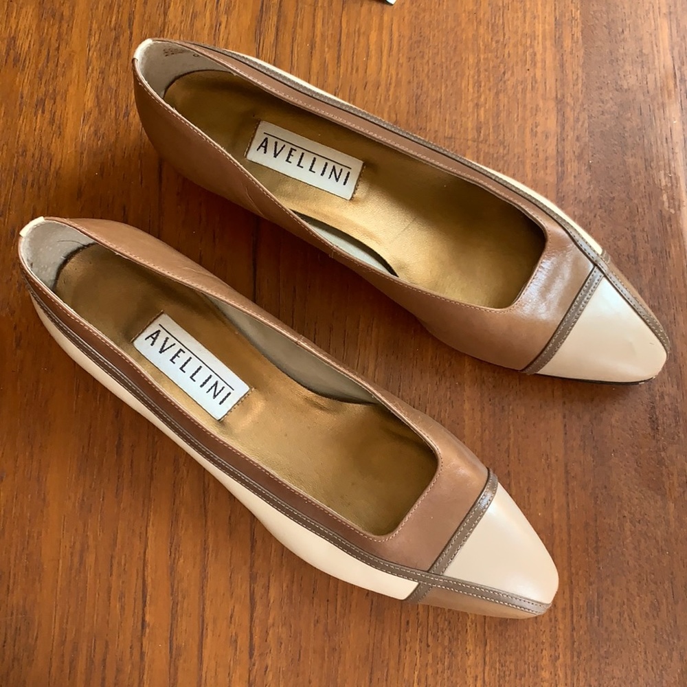 VTG Avellini block patchwork brown tone pumps 8